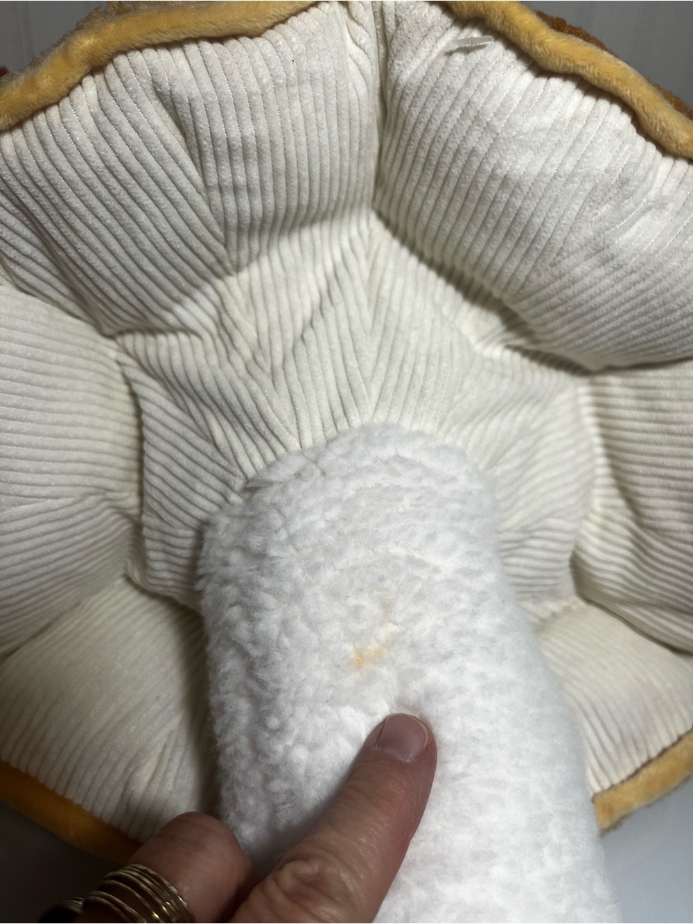 Plush Mushroom Decor Cottagecore Sherpa Corduroy Yellow Gold Toadstool Pillow - Picture 9 of 13